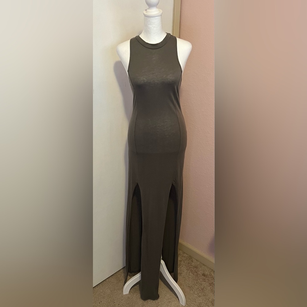 Slate Racerback Side Slit Maxi Dress - Picture 6 of 16